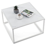 NNECW Modern Square Leisure Coffee Table  with Faux Marble Tabletop-White