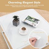 NNECW Modern Square Leisure Coffee Table  with Faux Marble Tabletop-White