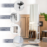 NNECW 161CM H Jewelry Armoire with 360 Swivel Full Length Mirror & LED lights