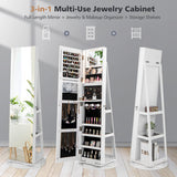 NNECW 161CM H Jewelry Armoire with 360 Swivel Full Length Mirror & LED lights