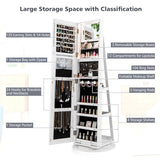 NNECW 161CM H Jewelry Armoire with 360 Swivel Full Length Mirror & LED lights