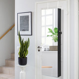 NNECW Lockable Mirror Jewelry Cabinet with 3-Colour LED Light-Black