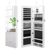 NNECW Lockable Mirror Jewelry Cabinet with 3-Colour LED Light-White
