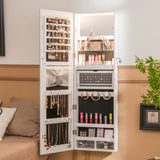 NNECW Lockable Mirror Jewelry Cabinet with 3-Colour LED Light-White