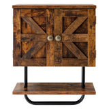 NNECW Bathroom Wall Cabinet with Double Doors &amp Open Shelf &amp Towel Rack-Brown