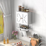 NNECW Bathroom Wall Cabinet with Double Doors &amp Open Shelf &amp Towel Rack-White