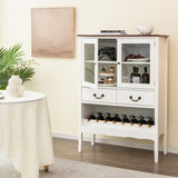 NNECW Freestanding Sideboard Buffet Cabinet with 2 Tempered Glass Doors