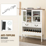 NNECW Freestanding Sideboard Buffet Cabinet with 2 Tempered Glass Doors