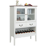 NNECW Freestanding Sideboard Buffet Cabinet with 2 Tempered Glass Doors