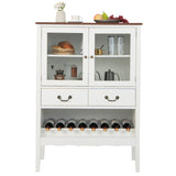NNECW Freestanding Sideboard Buffet Cabinet with 2 Tempered Glass Doors