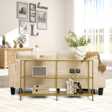 NNECW 3-tier Glass Console Side Table with Tempered Glass Shelf for Hallway/Living Room