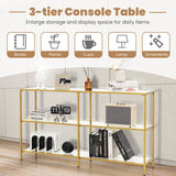 NNECW 3-tier Glass Console Side Table with Tempered Glass Shelf for Hallway/Living Room
