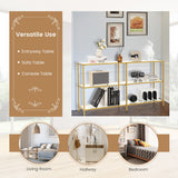 NNECW 3-tier Glass Console Side Table with Tempered Glass Shelf for Hallway/Living Room