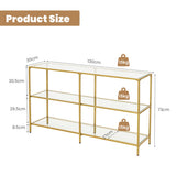 NNECW 3-tier Glass Console Side Table with Tempered Glass Shelf for Hallway/Living Room