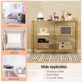 NNECW 3-tier Glass Console Sofa Table with Tempered Glass Shelf  for Hallway/Living Room