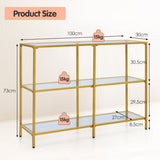 NNECW 3-tier Glass Console Sofa Table with Tempered Glass Shelf  for Hallway/Living Room
