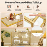 NNECW 3-tier Glass Console Sofa Table with Tempered Glass Shelf  for Hallway/Living Room