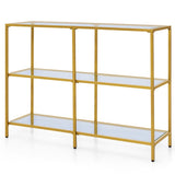 NNECW 3-tier Glass Console Sofa Table with Tempered Glass Shelf  for Hallway/Living Room