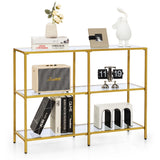 NNECW 3-tier Glass Console Sofa Table with Tempered Glass Shelf  for Hallway/Living Room