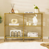NNECW 3-tier Glass Console Sofa Table with Tempered Glass Shelf  for Hallway/Living Room