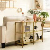 NNECW 3-tier Glass Console Sofa Table with Tempered Glass Shelf  for Hallway/Living Room