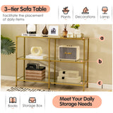 NNECW 3-tier Glass Console Sofa Table with Tempered Glass Shelf  for Hallway/Living Room