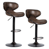 NNECW Set of 2 Adjustable Swivel Bar Stool with Footrest & Backrests