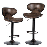 NNECW Set of 2 Adjustable Swivel Bar Stool with Footrest & Backrests