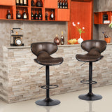 NNECW Set of 2 Adjustable Swivel Bar Stool with Footrest & Backrests