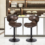 NNECW Set of 2 Adjustable Swivel Bar Stool with Footrest & Backrests