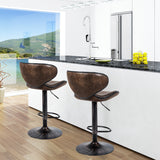 NNECW Set of 2 Adjustable Swivel Bar Stool with Footrest & Backrests