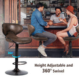 NNECW Set of 2 Adjustable Swivel Bar Stool with Footrest & Backrests