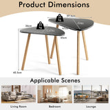 NNECW Nesting Coffee Table Set of 2 with Triangular Tabletop