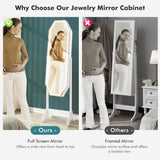 NNECW Jewellery Armoire with Full-Length LED Mirror for Bedroom