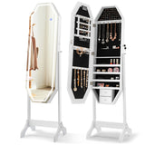 NNECW Jewellery Armoire with Full-Length LED Mirror for Bedroom