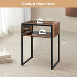 NNECW Industrial Beside Table with Open Storage Compartment