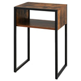 NNECW Industrial Beside Table with Open Storage Compartment