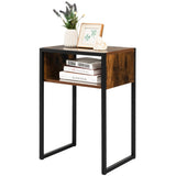 NNECW Industrial Beside Table with Open Storage Compartment