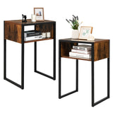 NNECW Industrial Beside Table with Open Storage Compartment