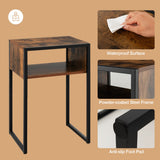 NNECW Industrial Beside Table with Open Storage Compartment