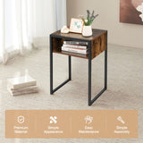 NNECW Industrial Beside Table with Open Storage Compartment