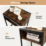 NNECW Industrial Beside Table with Open Storage Compartment