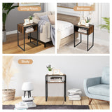 NNECW Industrial Beside Table with Open Storage Compartment