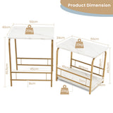 NNECW 2 Piece Faux Marble Nesting Side Table Set Coffee Table Steel Frame Accent End Table Set for Small Space