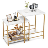 NNECW 2 Piece Faux Marble Nesting Side Table Set Coffee Table Steel Frame Accent End Table Set for Small Space