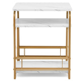 NNECW 2 Piece Faux Marble Nesting Side Table Set Coffee Table Steel Frame Accent End Table Set for Small Space