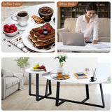 NNECW Nesting Table Set with Oval & Round Table for Living Room/Office