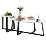 NNECW Nesting Table Set with Oval & Round Table for Living Room/Office