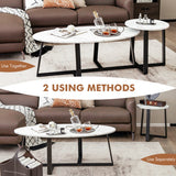 NNECW Nesting Table Set with Oval & Round Table for Living Room/Office