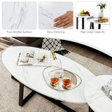 NNECW Nesting Table Set with Oval & Round Table for Living Room/Office